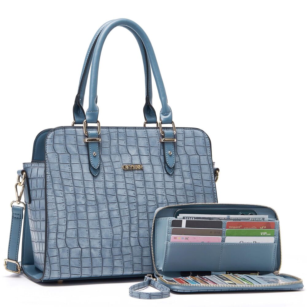 7828 Satchel Top Handle Bag Wallet Purse,Purses Work Tote Bags Set 2pcs
